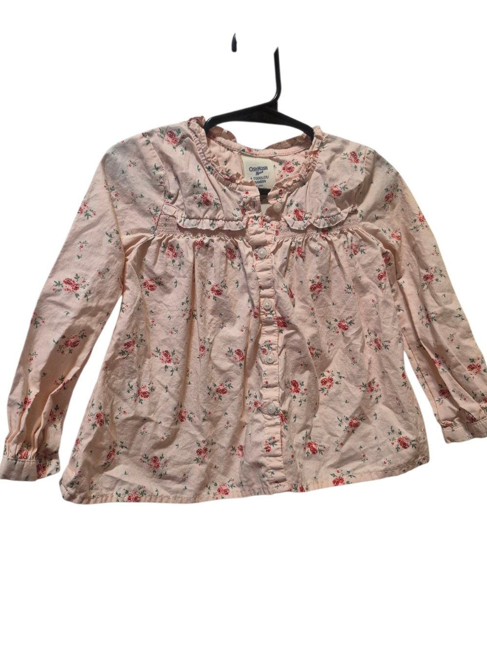OshKosh B'gosh Light Pink Floral Button-Up Ruffle Blouse